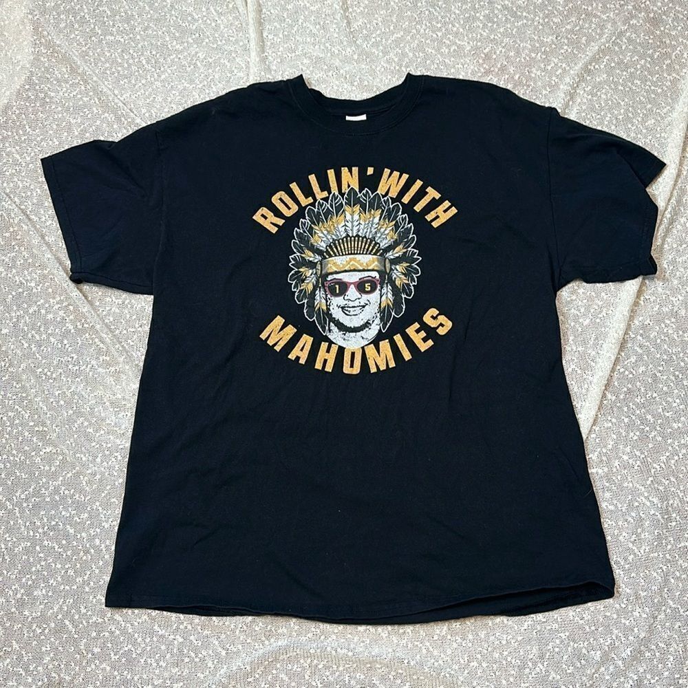 NFL Kansas City Chiefs Mahomes Tee Rollin With Mahomies XL Tshirt Black
